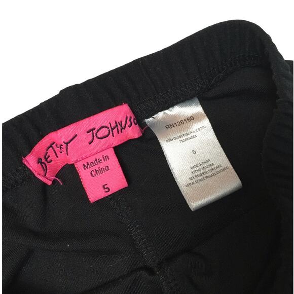 Betsey Johnson Legging Black Pink Logo Elastic Waist Stretch Pant Little Girls 5 - Picture 3 of 7